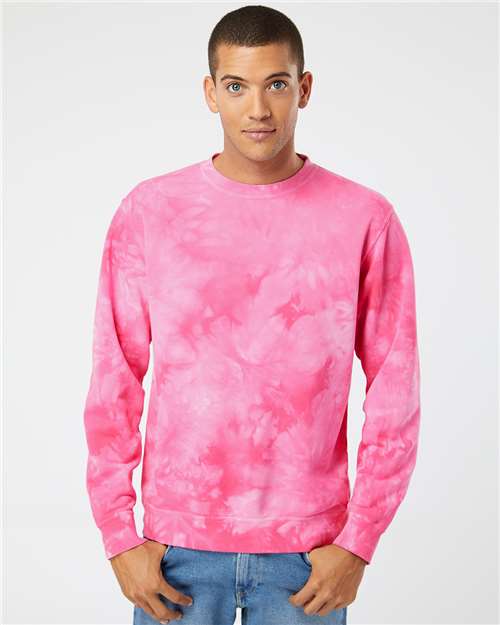 Custom Embroidered Independent Trading Co. Midweight Tie-Dyed Crewneck Sweatshirt PRM3500TD