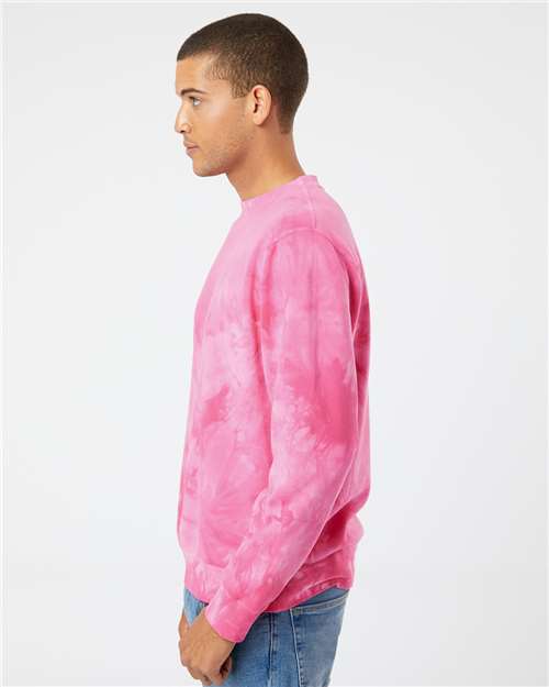 Independent Trading Co. Midweight Tie-Dyed Crewneck Sweatshirt PRM3500TD Custom Embroidered Business Logo