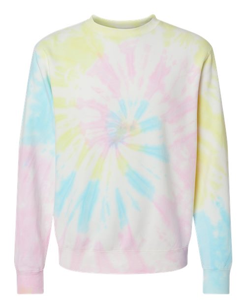 Independent Trading Co. Midweight Tie-Dyed Crewneck Sweatshirt PRM3500TD Custom Embroidered Business Logo