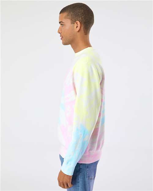 Independent Trading Co. Midweight Tie-Dyed Crewneck Sweatshirt PRM3500TD Custom Embroidered Business Logo