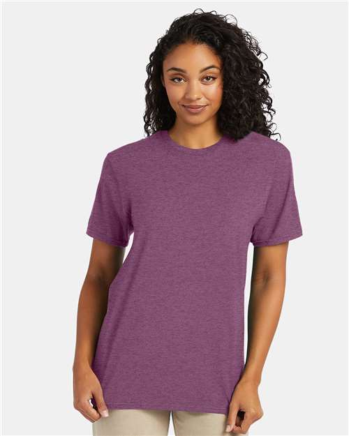 Custom Embroidered Hanes Perfect-T T-Shirt 4980 Purple Rain Heather