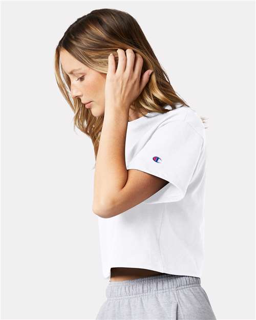 Champion Women's Heritage Jersey Crop T-Shirt T453W Custom Embroidered Business Logo