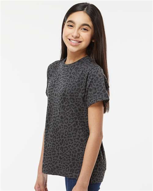 LAT Youth Fine Jersey Tee 6101 Black Leopard