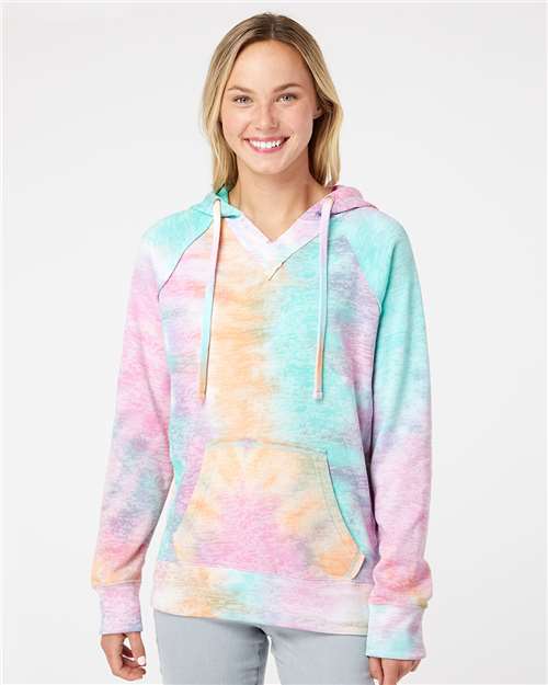 Custom Embroidered MV Sport Women’s Courtney Burnout V-Notch Hooded Sweatshirt W1162