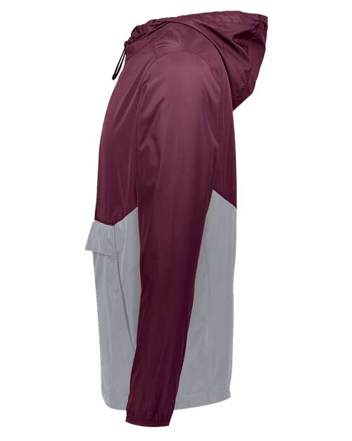 Holloway Packable Quarter-Zip Jacket 229534 Maroon/ Athletic Grey