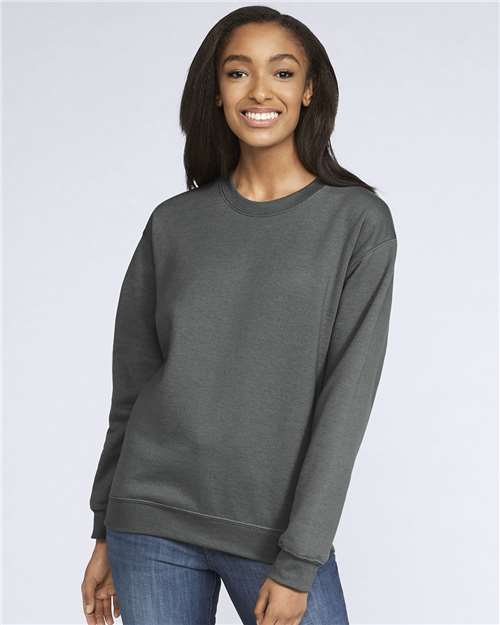 Gildan Softstyle® Midweight Crewneck Sweatshirt SF000 Black Custom Embroidered Business Logo