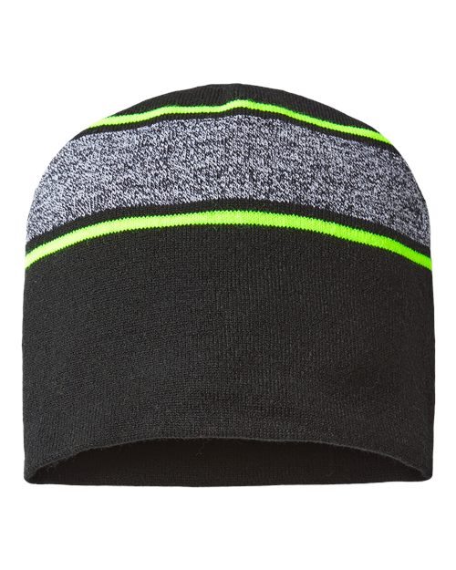 CAP AMERICA USA-Made Variegated Striped Cuffed Beanie RKV12 Custom Embroidered Business Logo
