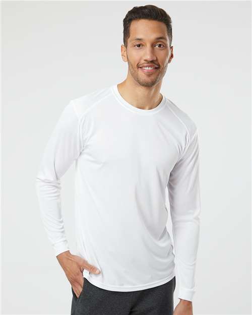 Custom Embroidered Paragon Long Islander Performance Long Sleeve T-Shirt 210 White