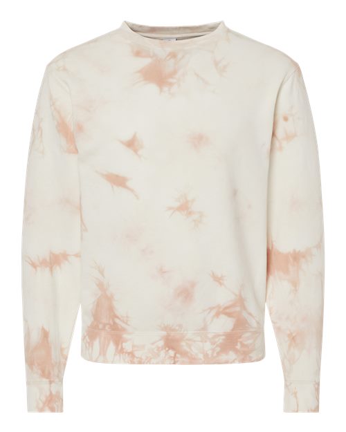 Independent Trading Co. Midweight Tie-Dyed Crewneck Sweatshirt PRM3500TD Custom Embroidered Business Logo