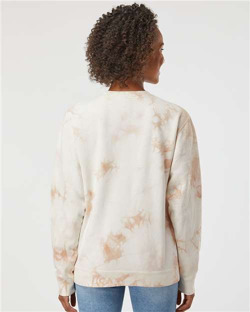 Independent Trading Co. Midweight Tie-Dyed Crewneck Sweatshirt PRM3500TD Custom Embroidered Business Logo