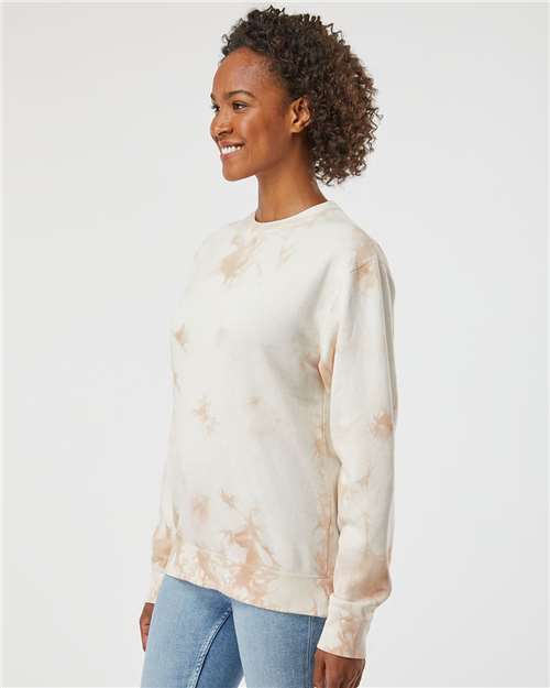 Independent Trading Co. Midweight Tie-Dyed Crewneck Sweatshirt PRM3500TD Custom Embroidered Business Logo