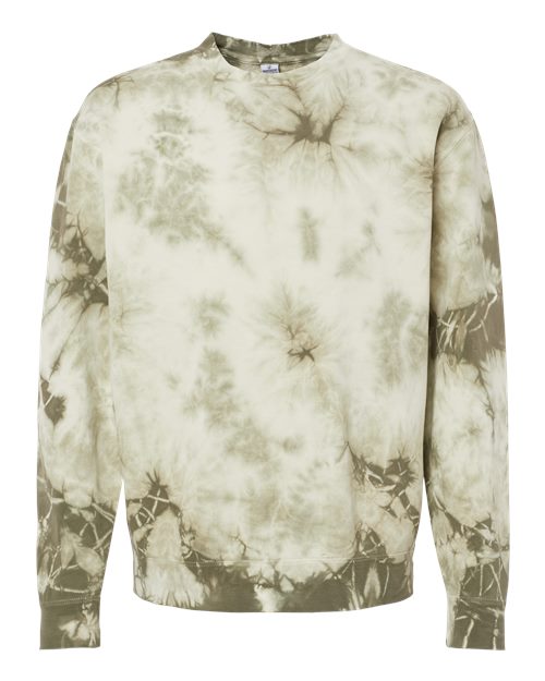 Independent Trading Co. Midweight Tie-Dyed Crewneck Sweatshirt PRM3500TD Custom Embroidered Business Logo
