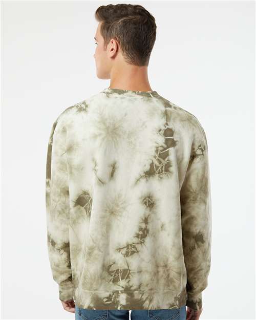Independent Trading Co. Midweight Tie-Dyed Crewneck Sweatshirt PRM3500TD Custom Embroidered Business Logo