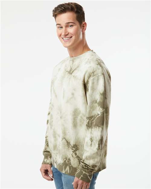 Independent Trading Co. Midweight Tie-Dyed Crewneck Sweatshirt PRM3500TD Custom Embroidered Business Logo