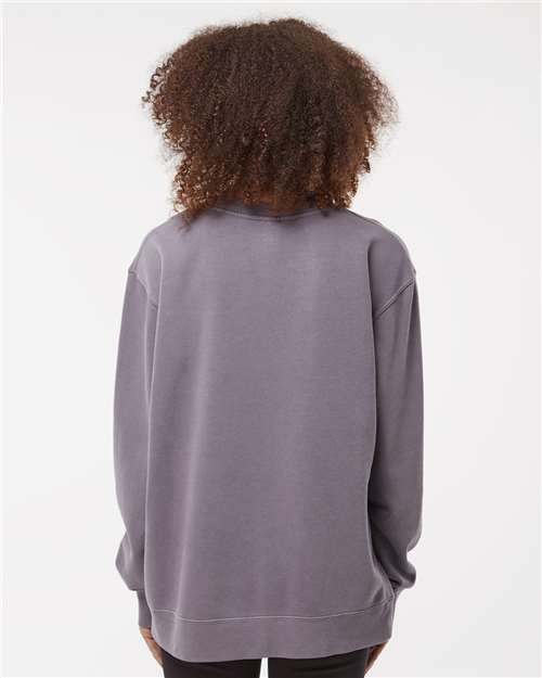Independent Trading Co. Midweight Pigment-Dyed Crewneck Sweatshirt PRM3500 Pigment Plum Custom Embroidered Business Logo