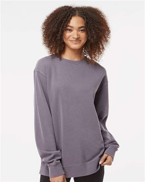 Custom Embroidered Independent Trading Co. Midweight Pigment-Dyed Crewneck Sweatshirt PRM3500 Pigment Plum