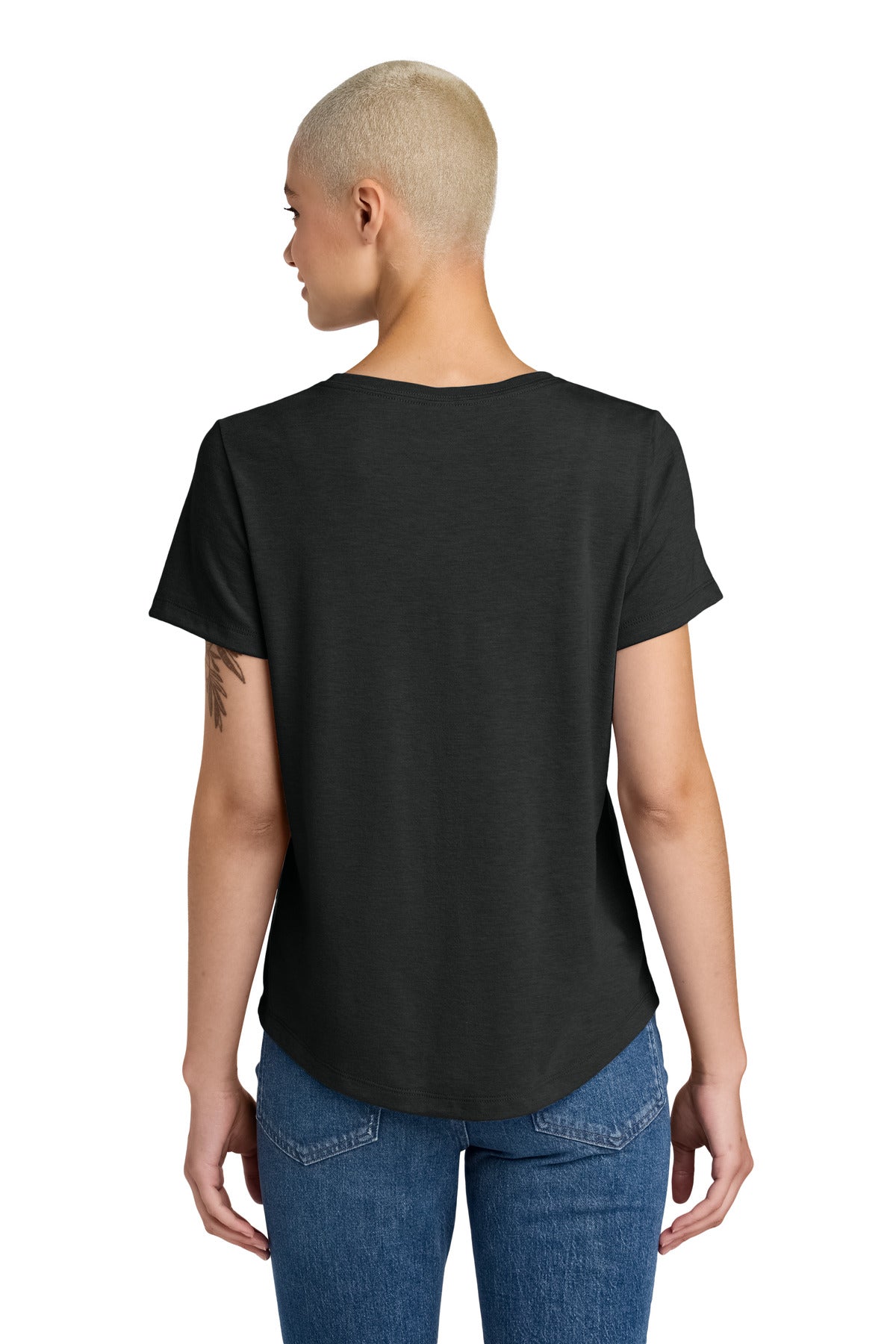 Custom Embroidered Allmade Women's Relaxed Tri-Blend Scoop Neck Tee AL2015,Deep Black