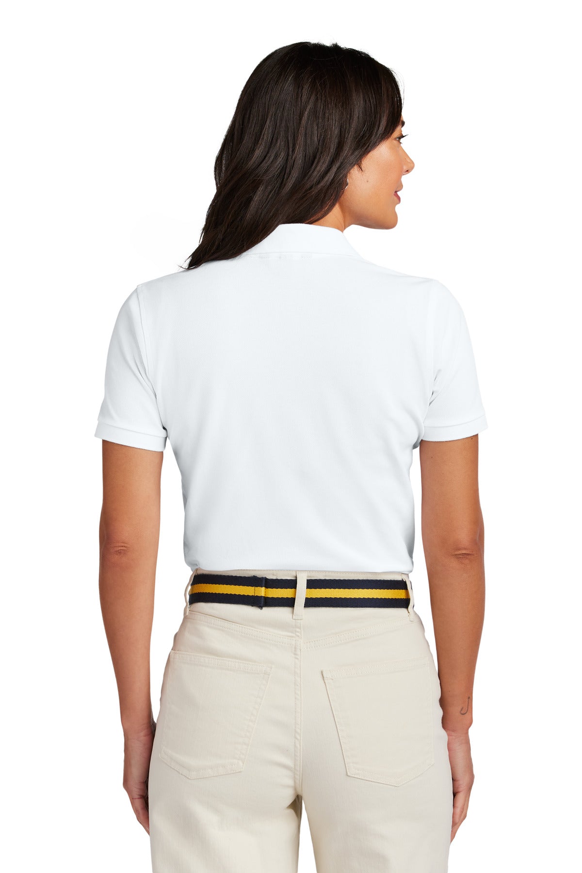 Custom Embroidered Brooks Brothers Women's Pima Cotton Pique Polo BB18201,White