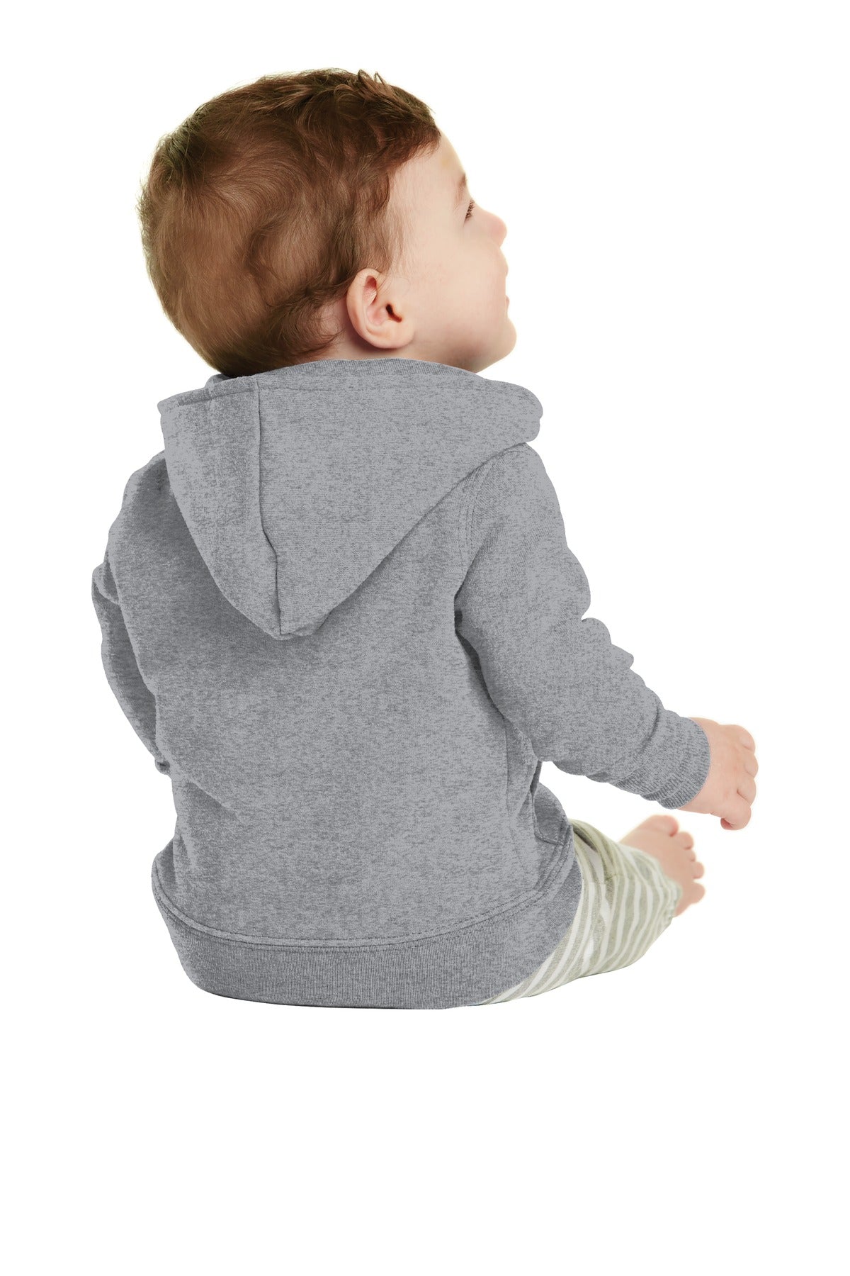 Custom Embroidered Port & Company Infant Core Fleece Full-Zip Hooded Sweatshirt. CAR78IZH,Athletic Heather