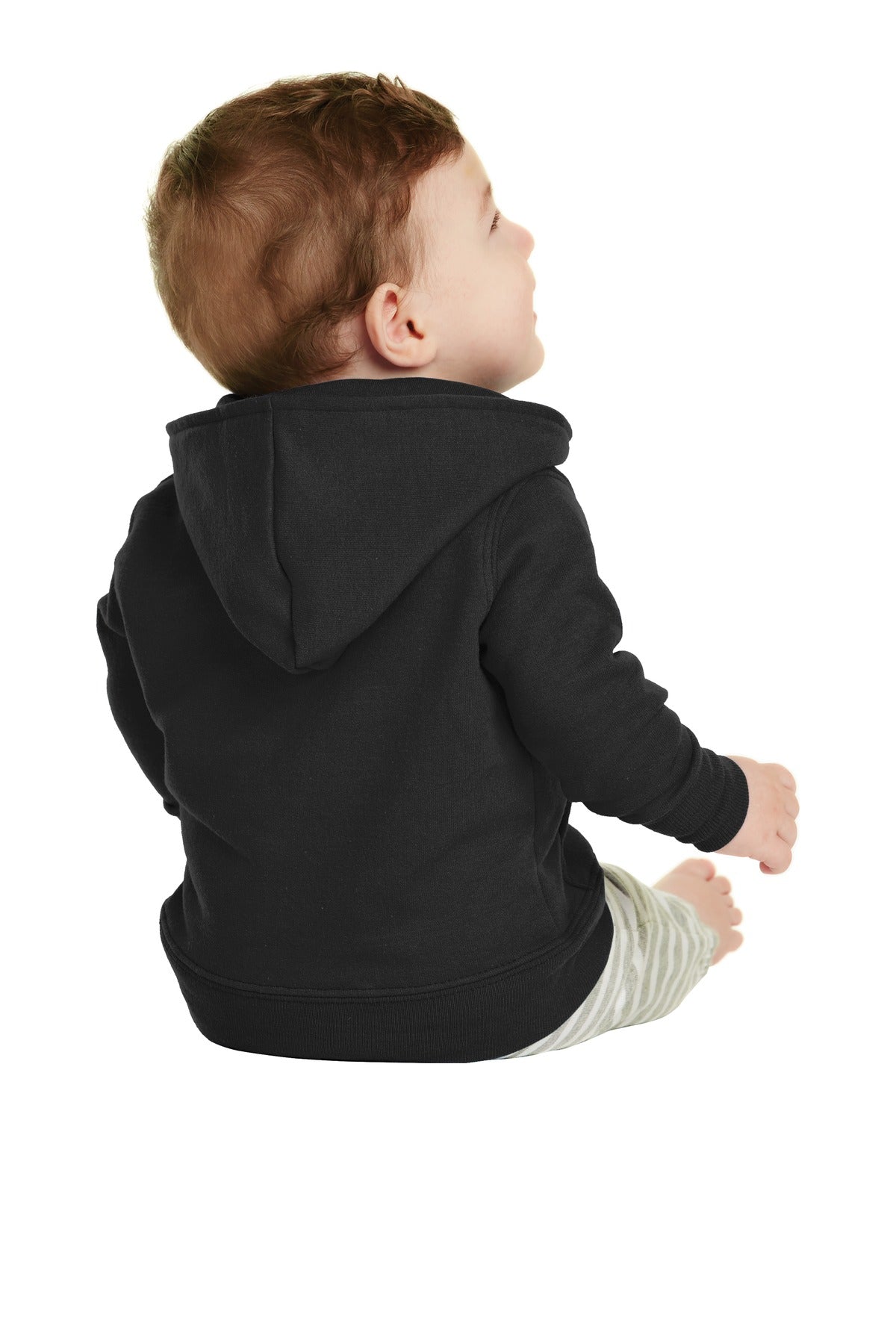 Custom Embroidered Port & Company Infant Core Fleece Full-Zip Hooded Sweatshirt. CAR78IZH,Jet Black