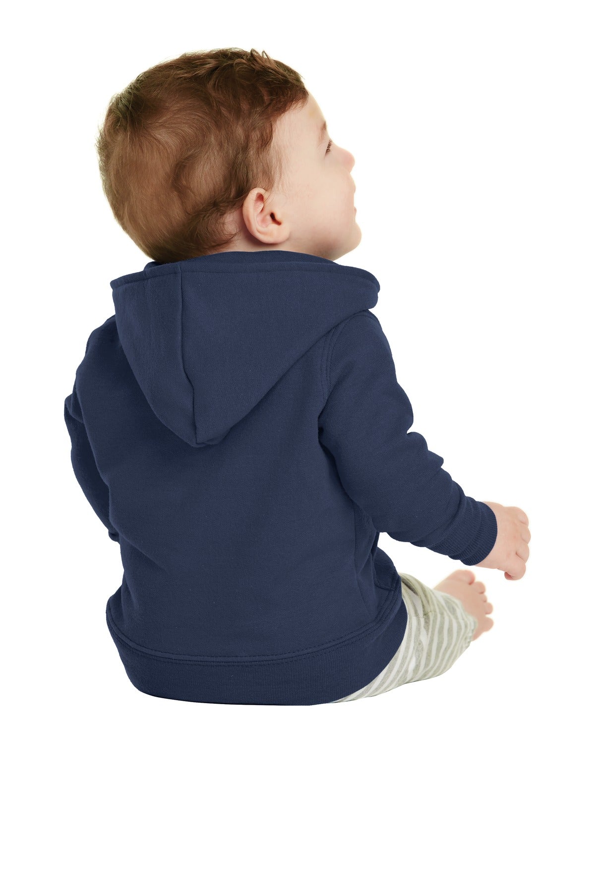 Custom Embroidered Port & Company Infant Core Fleece Full-Zip Hooded Sweatshirt. CAR78IZH,Navy