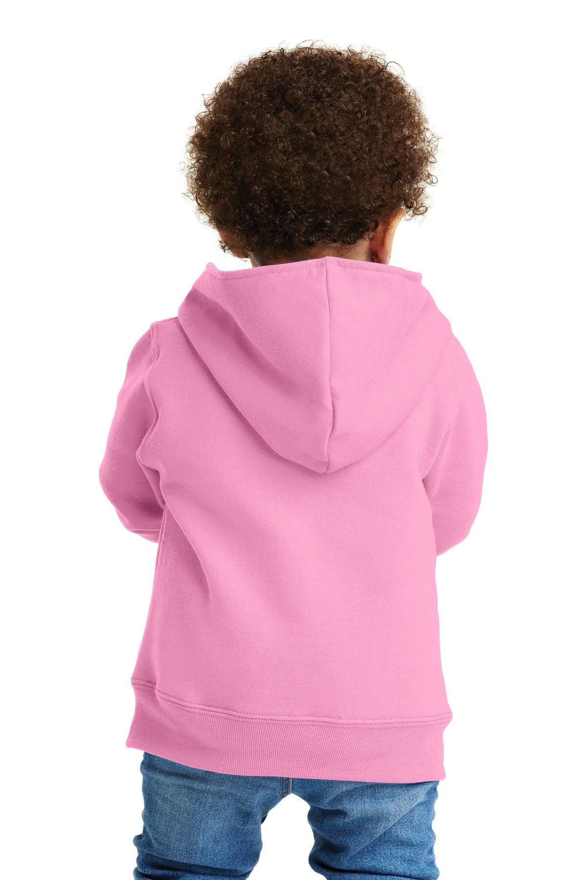 Custom Embroidered Port & Company Toddler Core Fleece Full-Zip Hooded Sweatshirt. CAR78TZH,Candy Pink