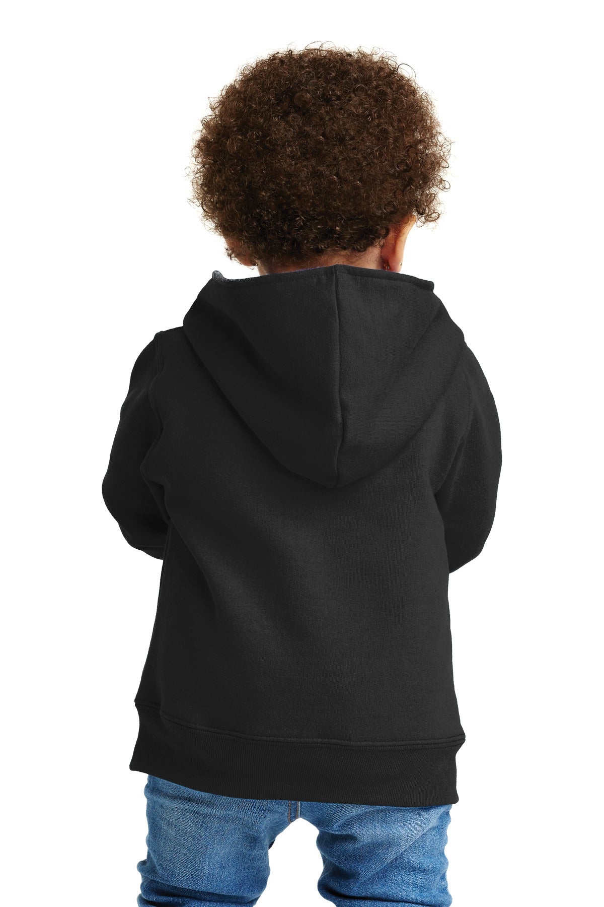 Custom Embroidered Port & Company Toddler Core Fleece Full-Zip Hooded Sweatshirt. CAR78TZH,Jet Black