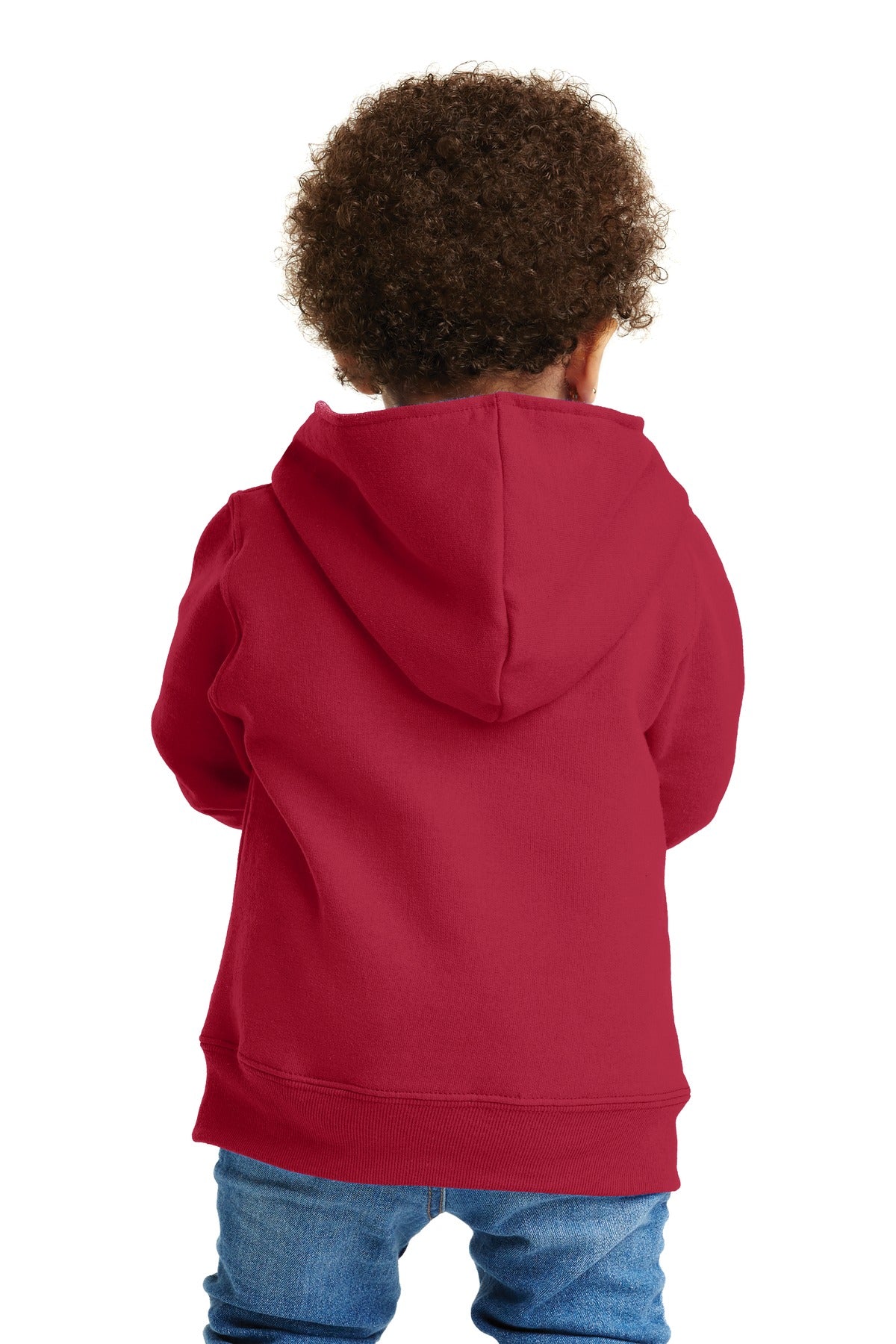 Custom Embroidered Port & Company Toddler Core Fleece Full-Zip Hooded Sweatshirt. CAR78TZH,Red