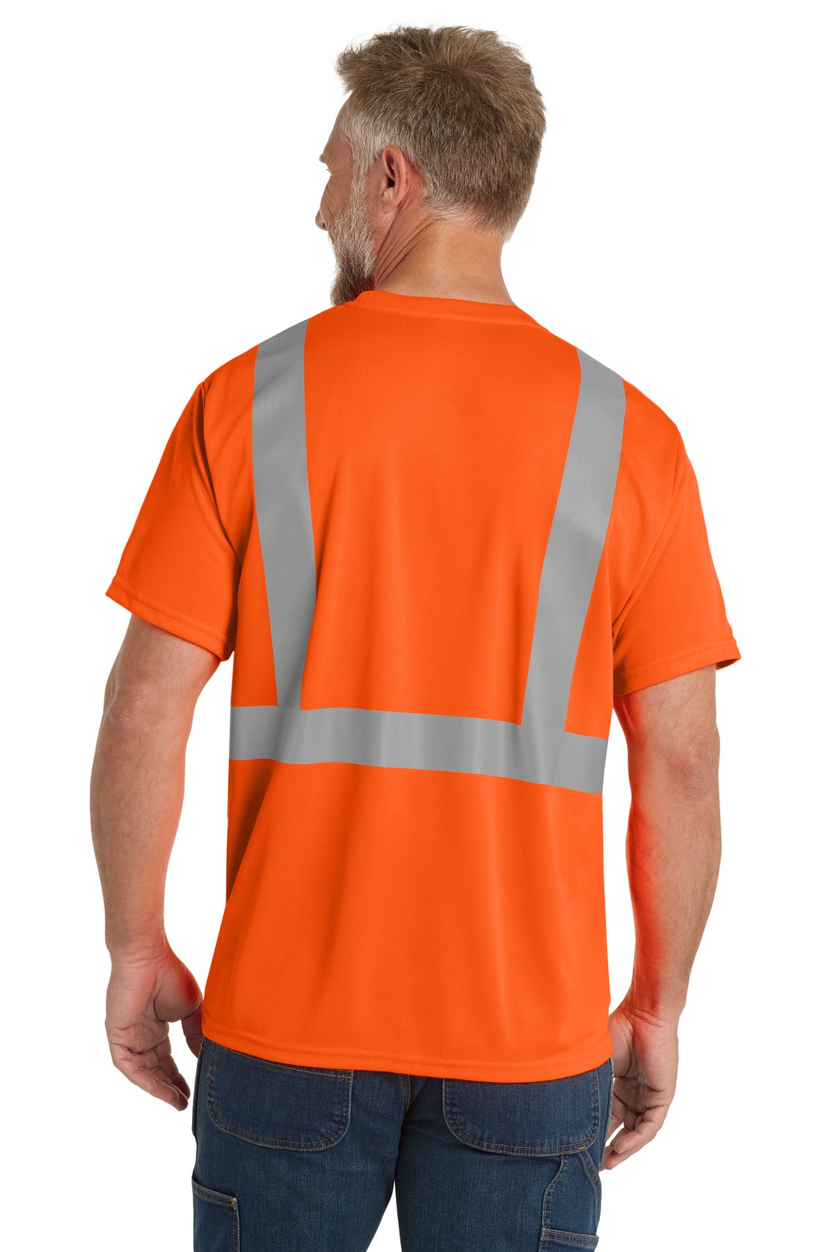 Custom Embroidered CornerStone ANSI 107 Class 2 Mesh Tee. CS200,Safety Orange
