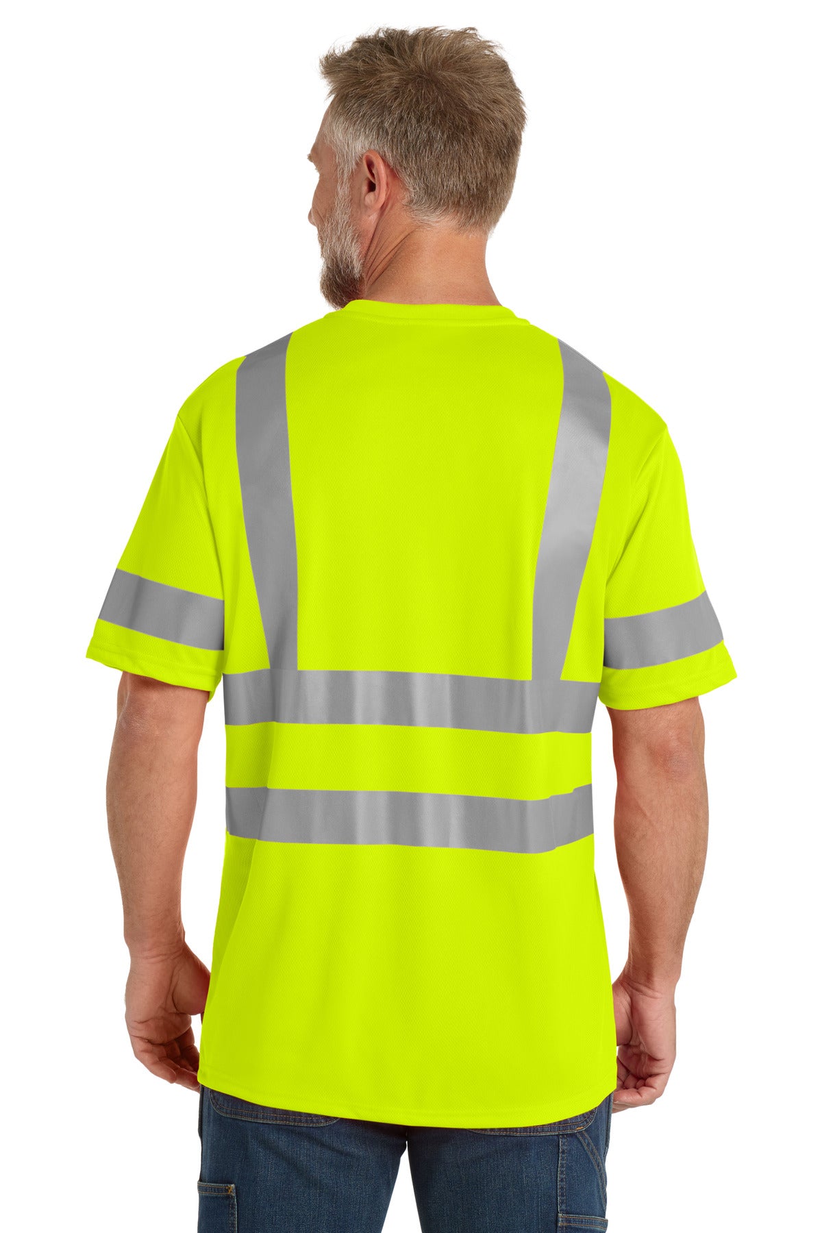Custom Embroidered CornerStone ANSI 107 Class 3 Mesh Tee. CS202,Safety Yellow