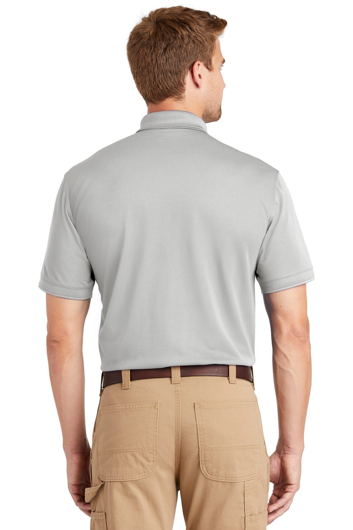 Custom Embroidered CornerStone Industrial Snag-Proof Pique Polo. CS4020,Light Grey