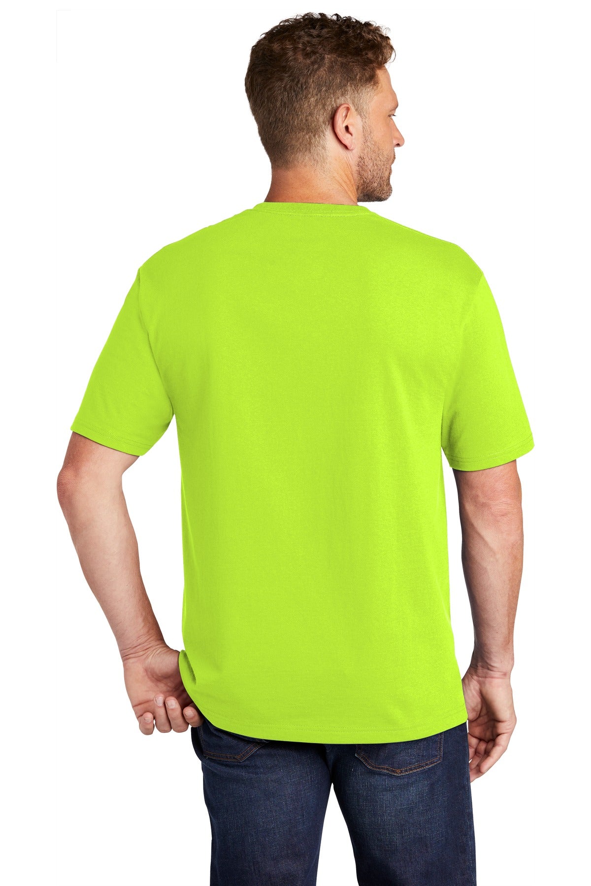 Custom Embroidered CornerStone Workwear Pocket Tee CS430,Safety Green