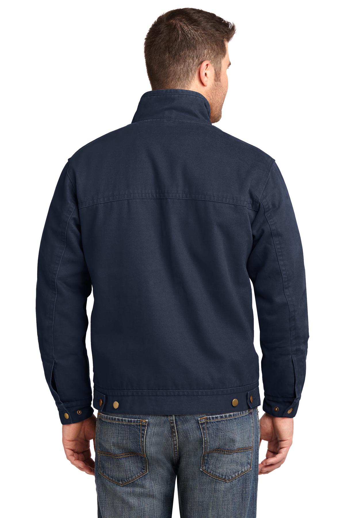 Custom Embroidered CornerStone Washed Duck Cloth Flannel-Lined Work Jacket. CSJ40,Navy