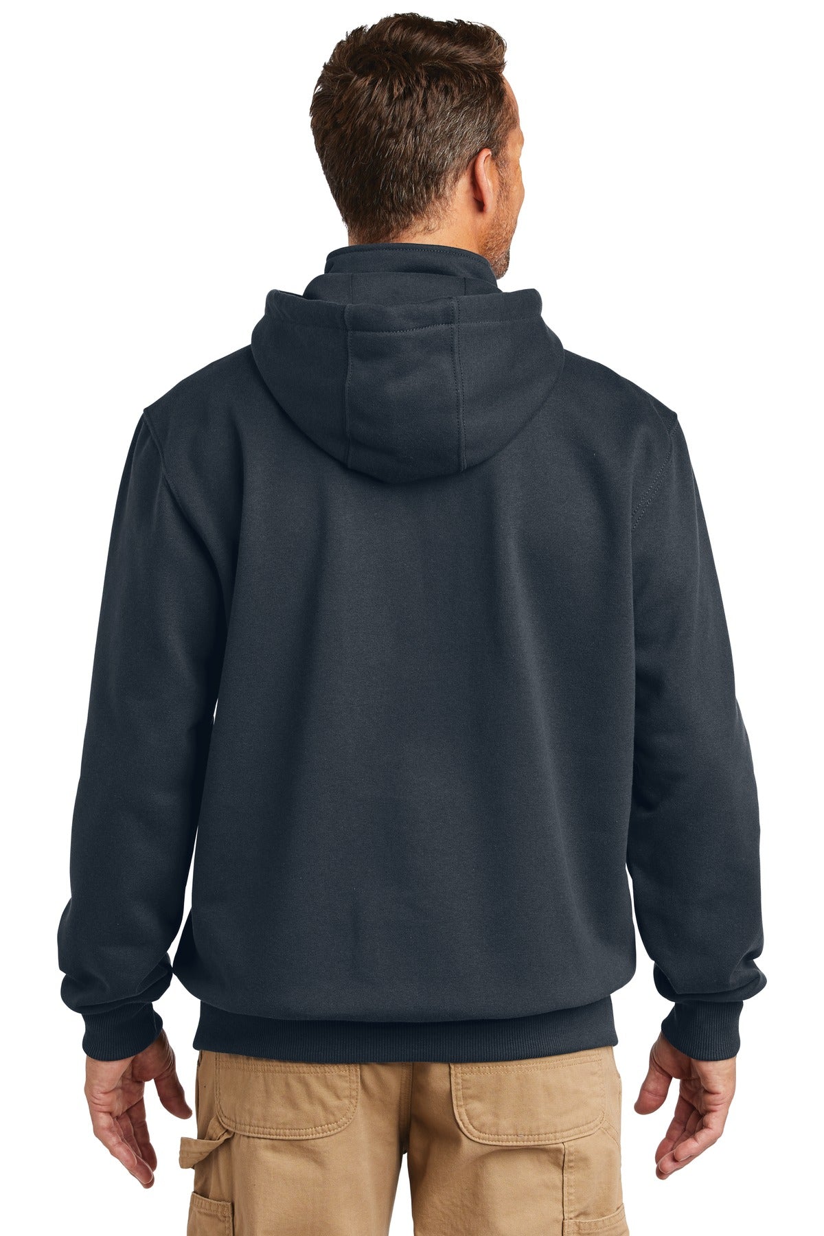Custom Embroidered Carhartt Rain Defender Paxton Heavyweight Hooded Zip Mock Sweatshirt. CT100617,New Navy