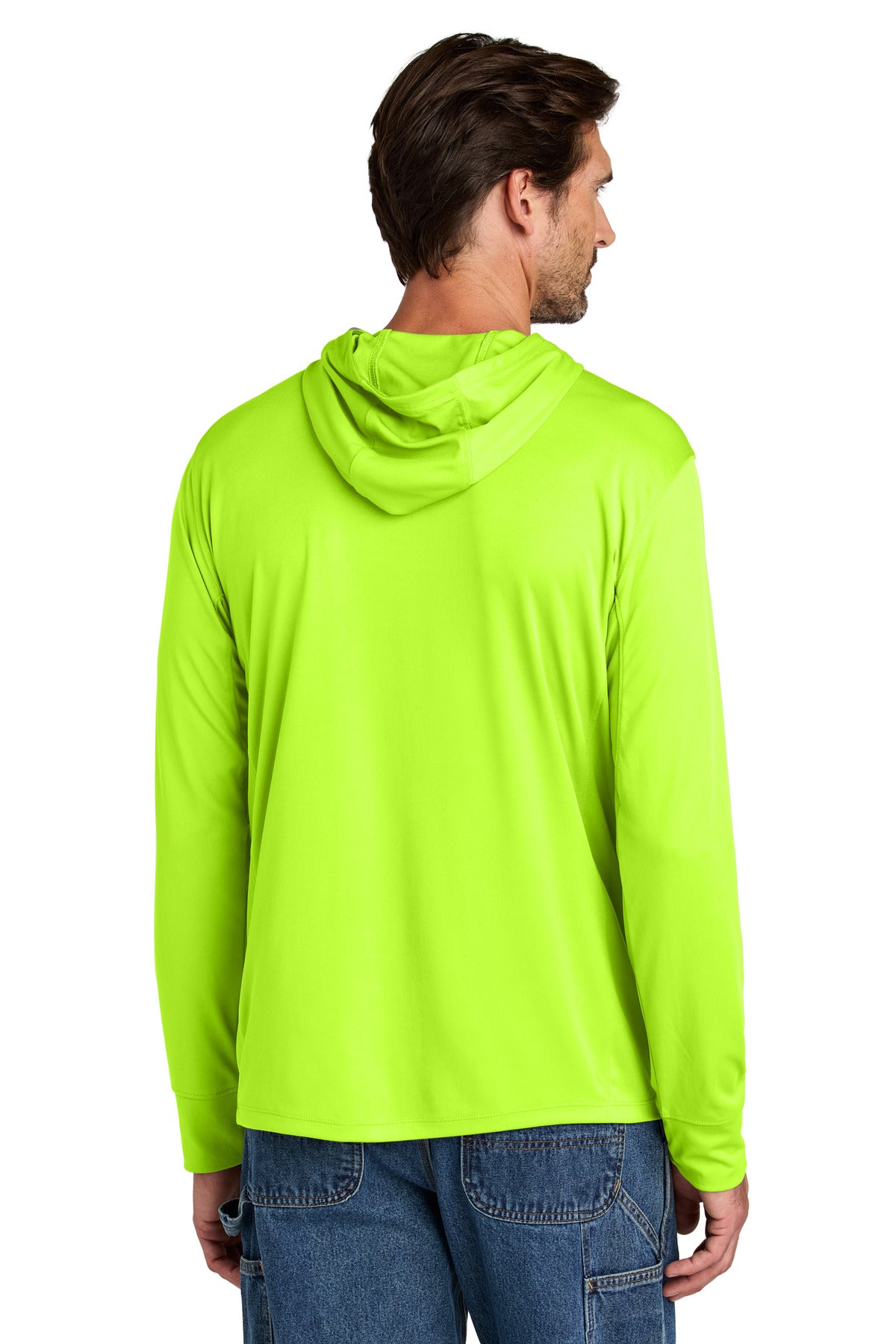 Custom Embroidered Carhartt Force Sun Defender Long Sleeve Hooded T-Shirt CT106923,Brite Lime