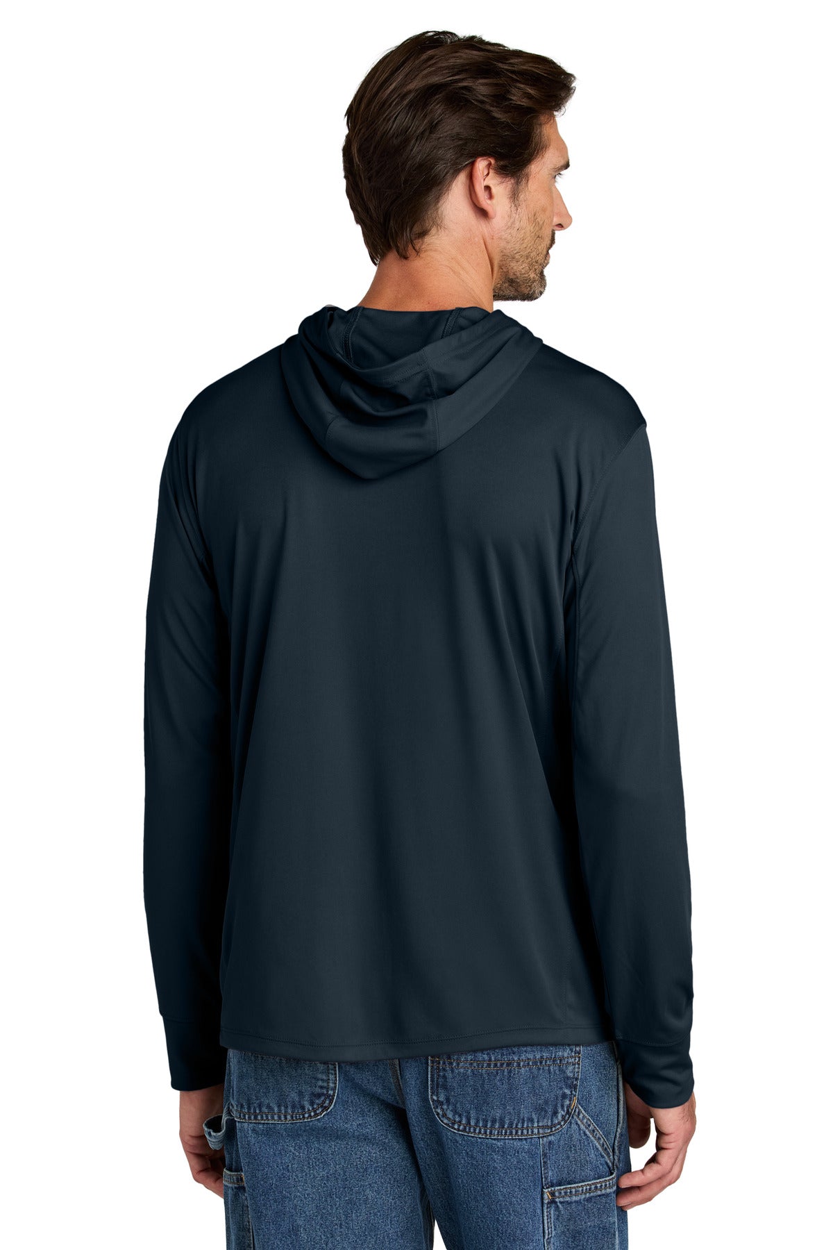 Custom Embroidered Carhartt Force Sun Defender Long Sleeve Hooded T-Shirt CT106923,Navy