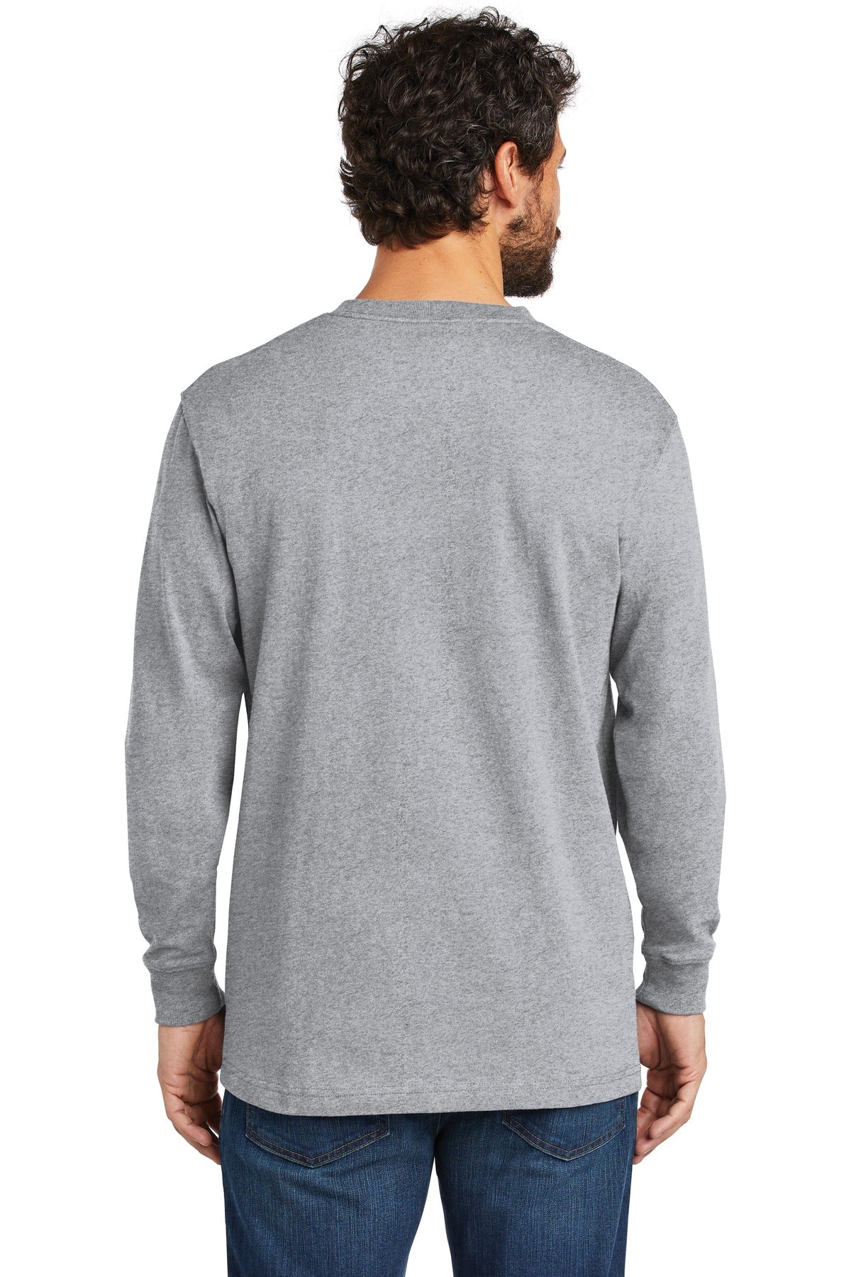 Custom Embroidered Carhartt Workwear Pocket Long Sleeve T-Shirt. CTK126,Heather Grey