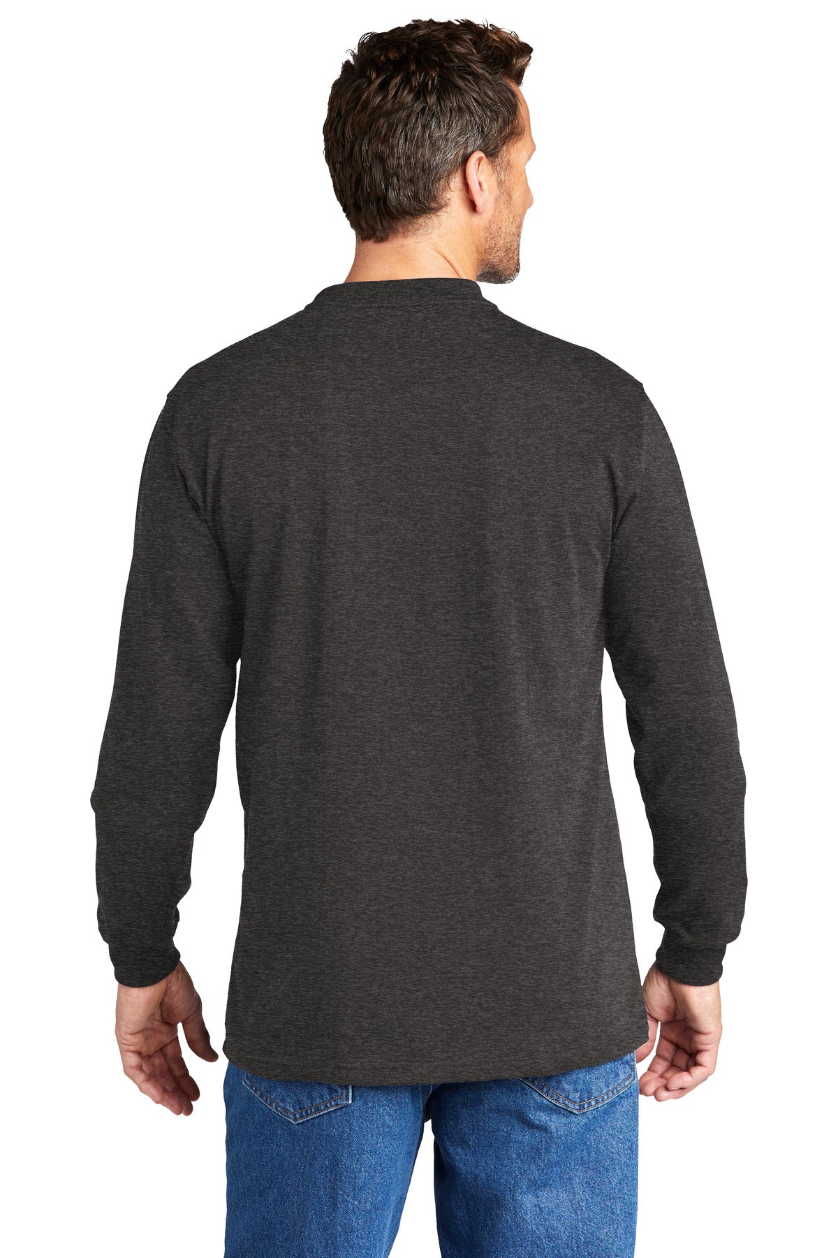 Custom Embroidered Carhartt Long Sleeve Henley T-Shirt CTK128,Carbon Heather