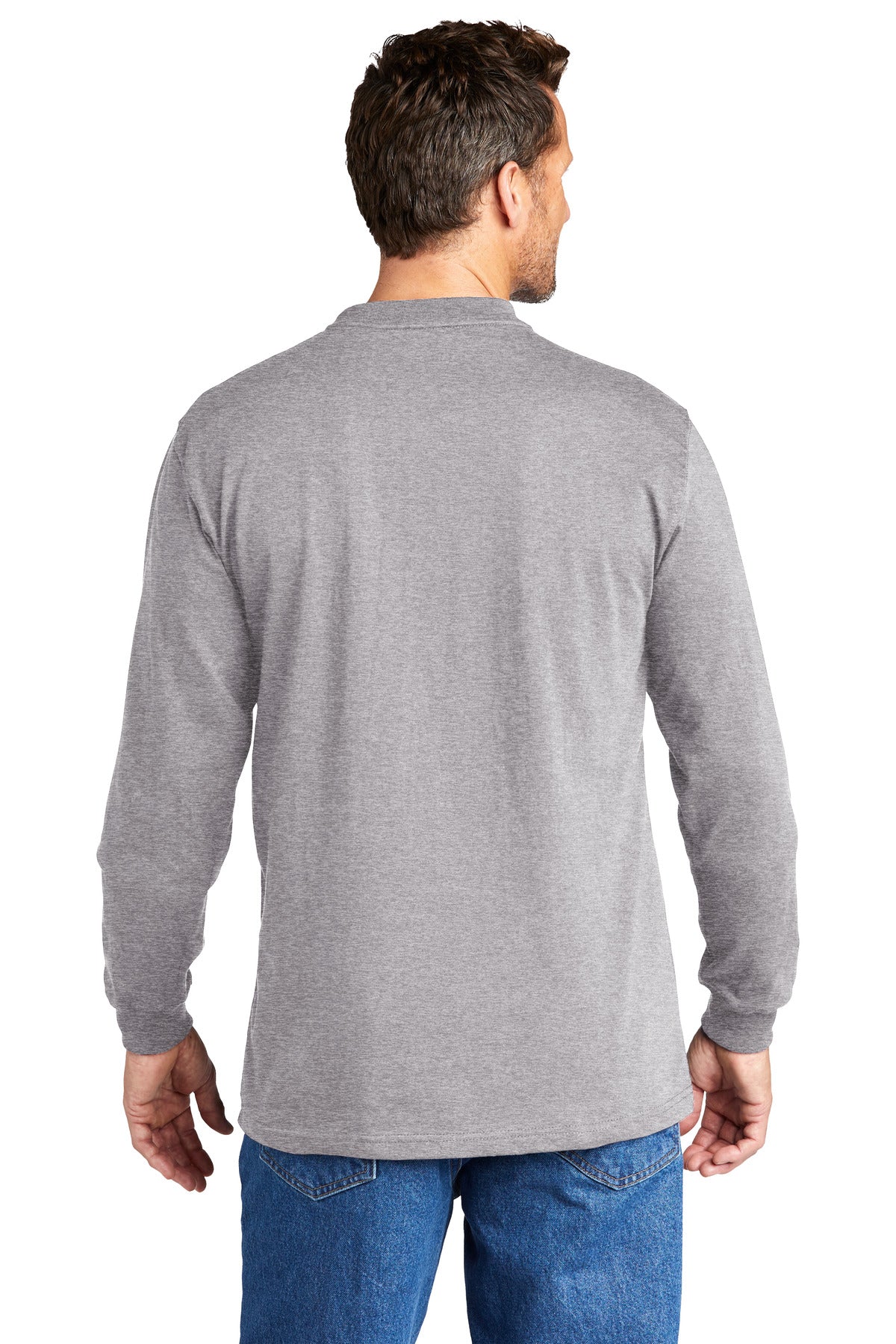 Custom Embroidered Carhartt Long Sleeve Henley T-Shirt CTK128,Heather Grey