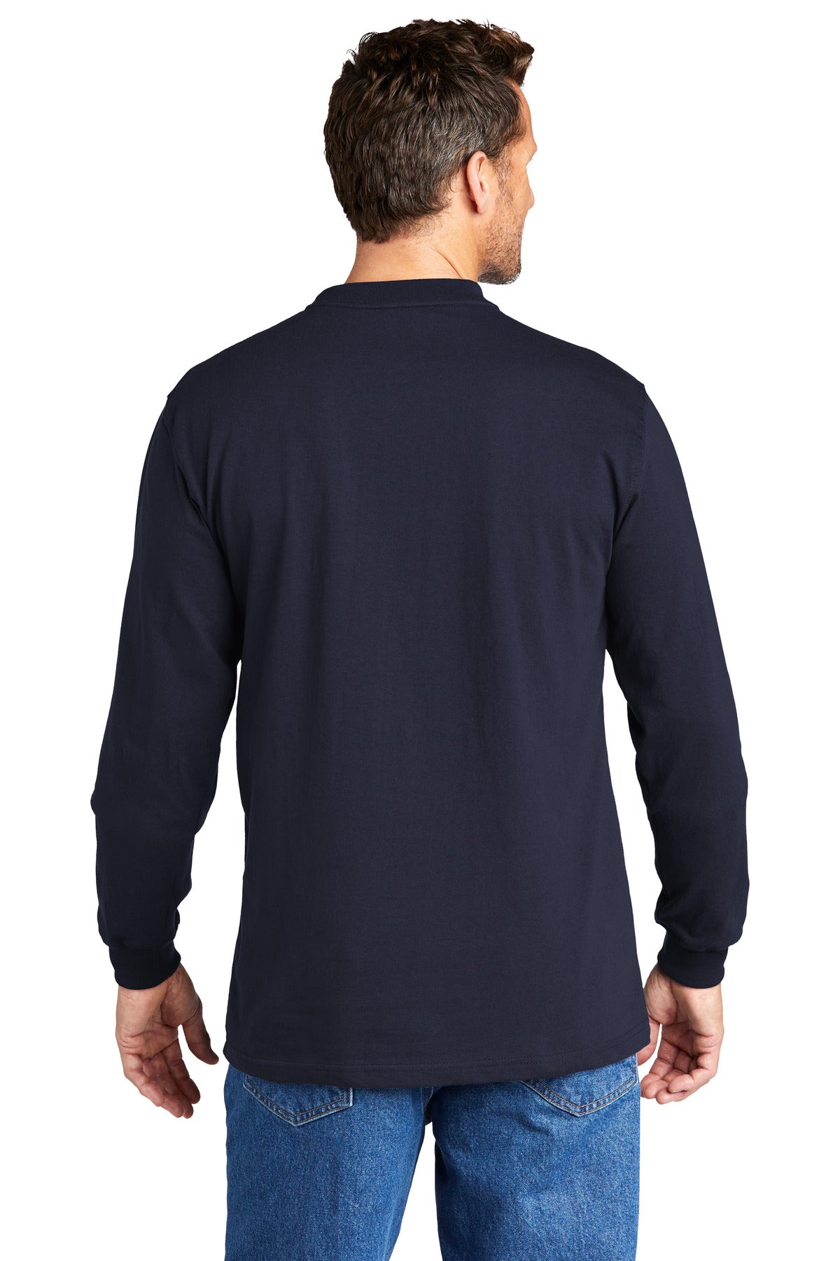 Custom Embroidered Carhartt Long Sleeve Henley T-Shirt CTK128,Navy