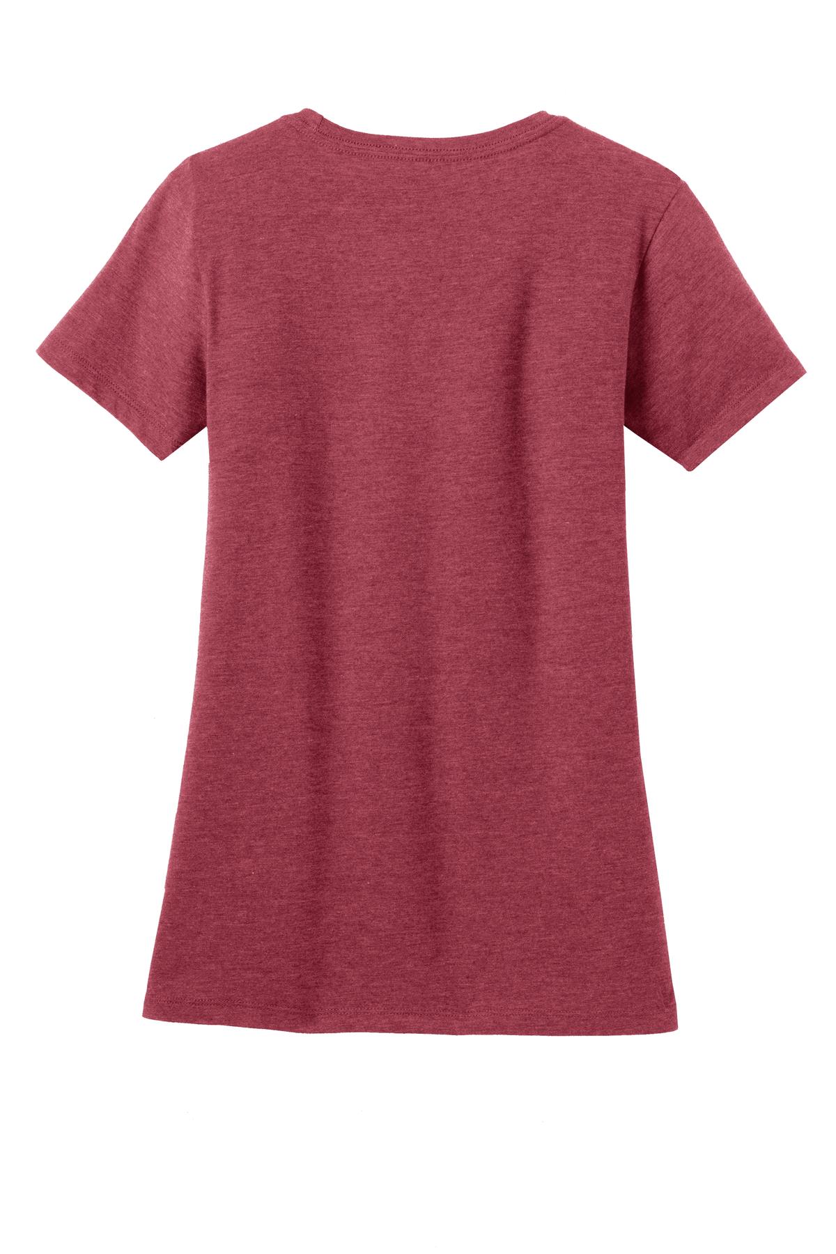 District Women's Perfect Blend CVC Tee. DM108L Heathered Red