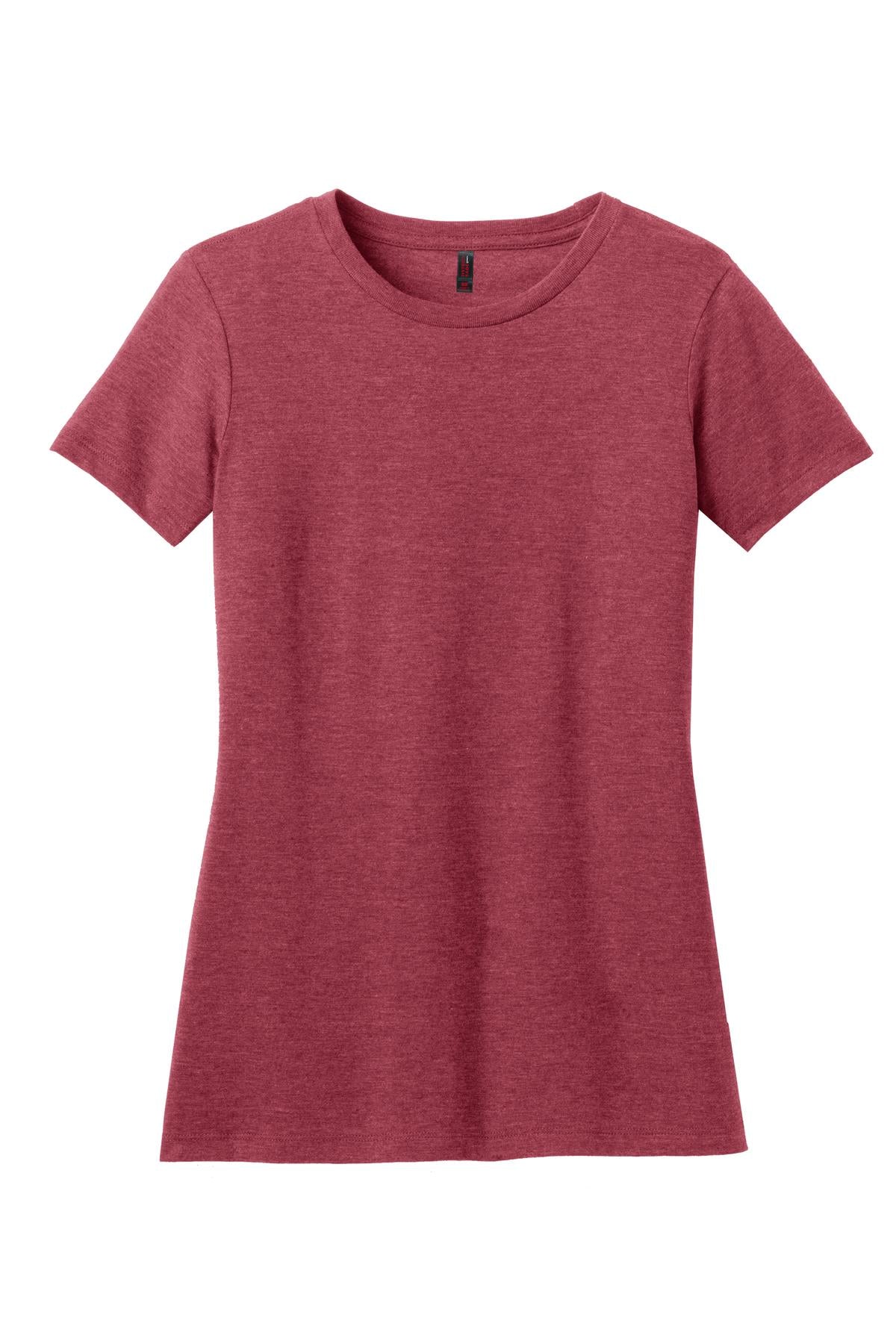 District Women's Perfect Blend CVC Tee. DM108L Heathered Red