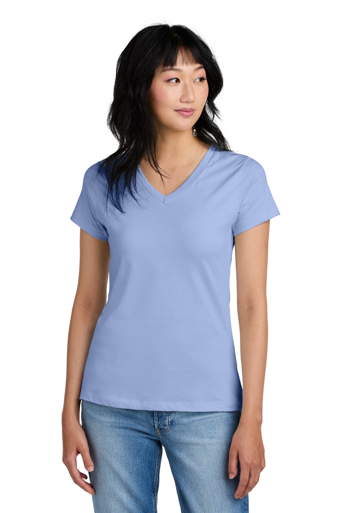 District - Women's Perfect Weight V-Neck Tee. DM1170L Soft Lilac