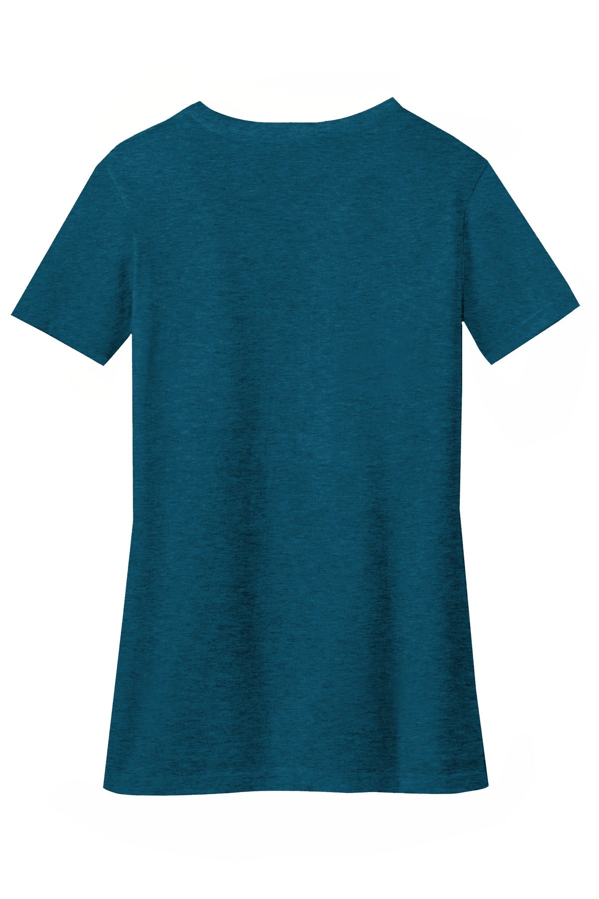 District Women's Perfect Blend CVC V-Neck Tee. DM1190L Deep Turquoise Fleck