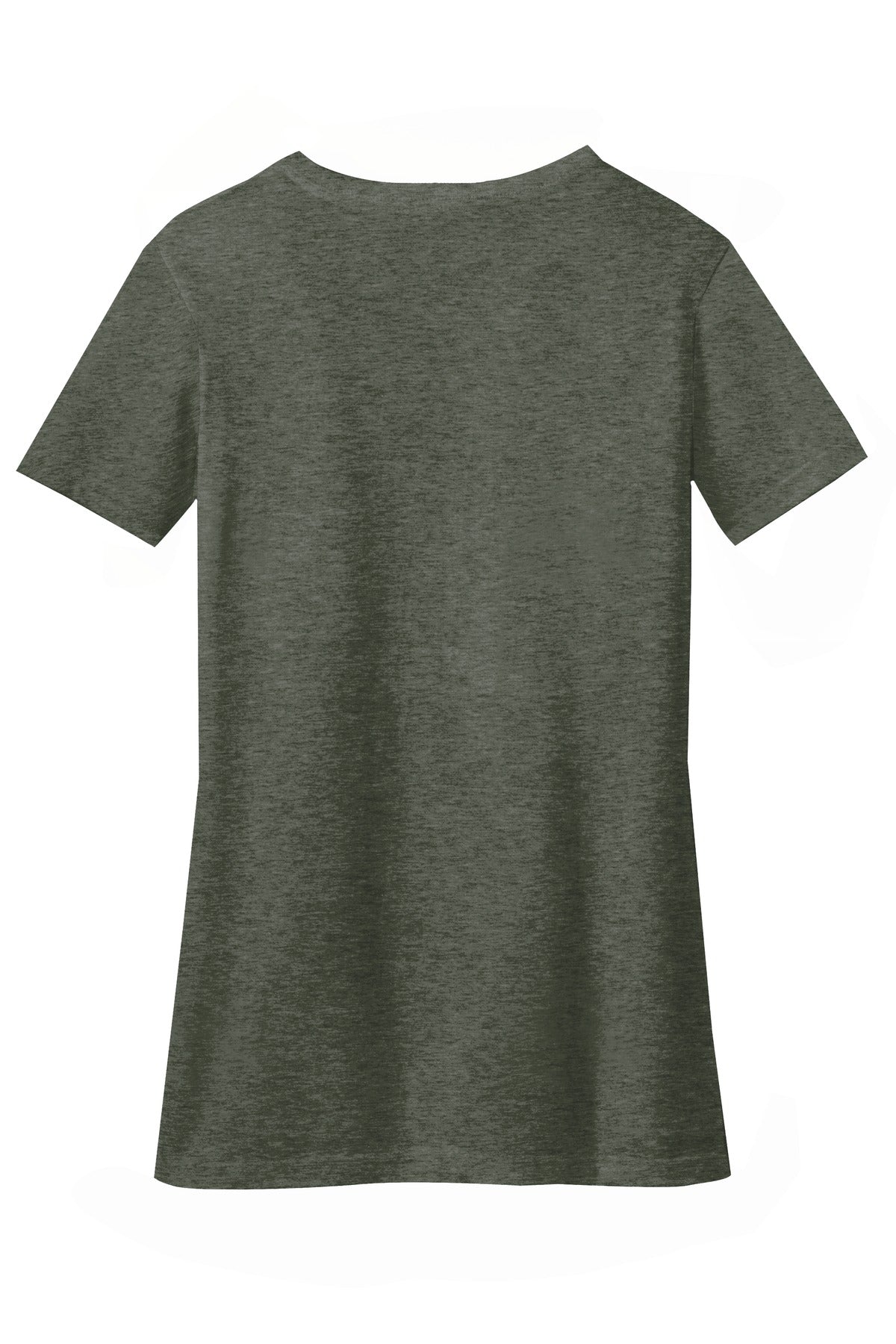 District Women's Perfect Blend CVC V-Neck Tee. DM1190L Heathered Olive