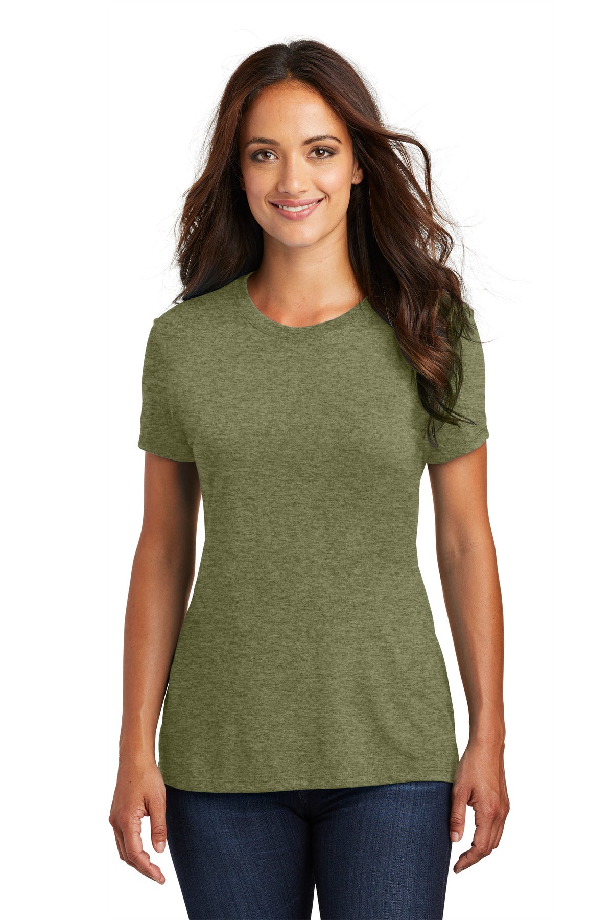 District Women's Perfect Tri Tee. DM130L Military Green Frost