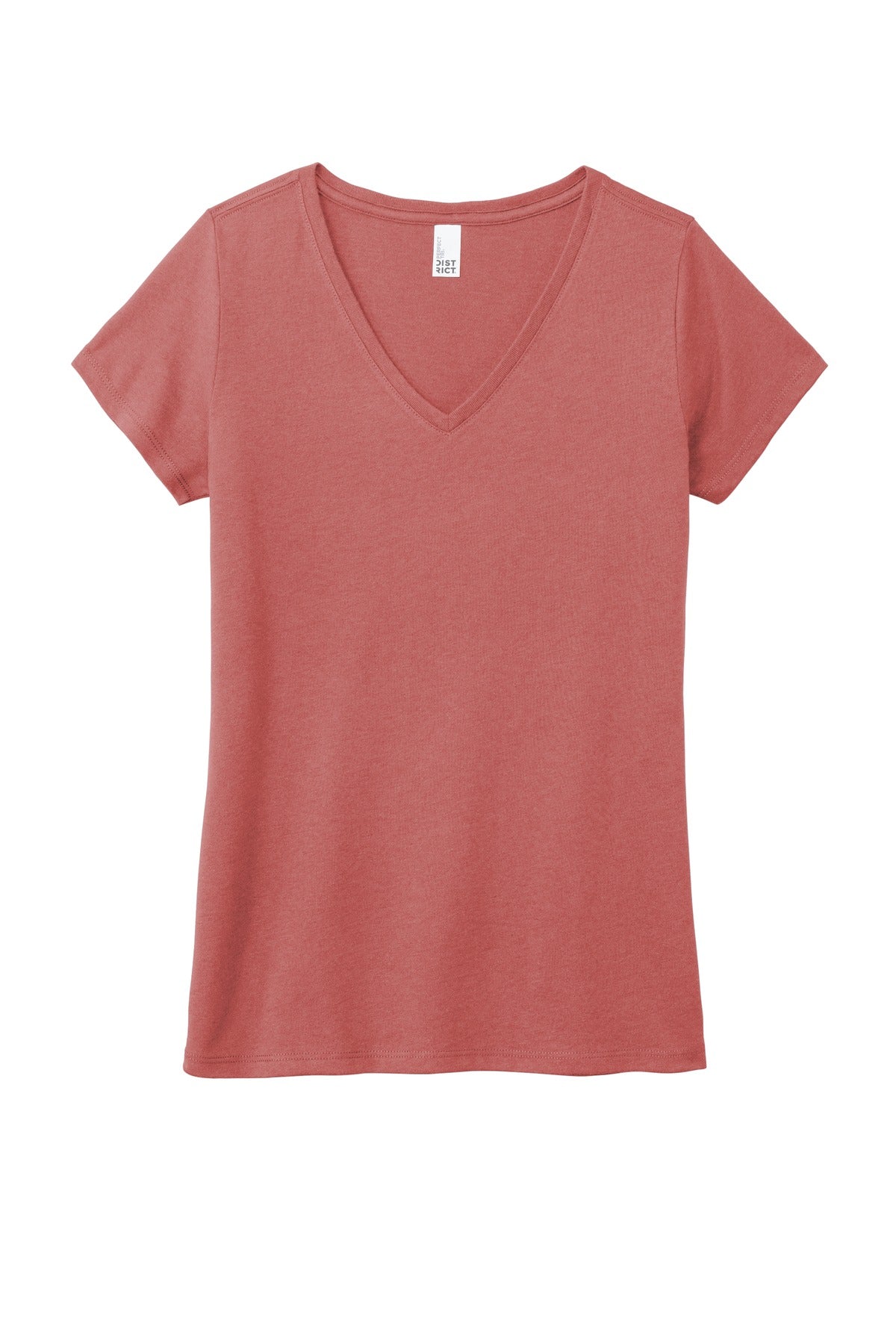 District Women's Perfect Tri V-Neck Tee. DM1350L Blush Frost