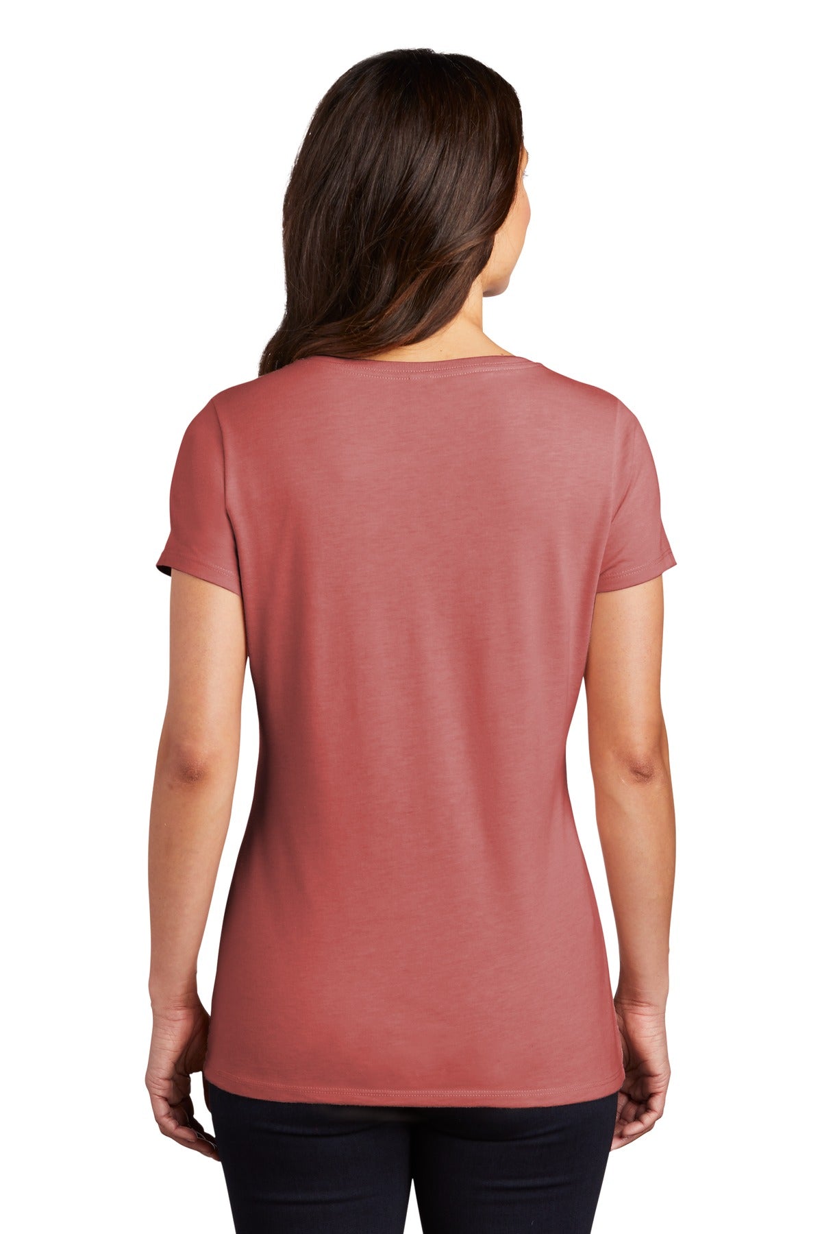 Custom Embroidered District Women's Perfect Tri V-Neck Tee. DM1350L,Blush Frost