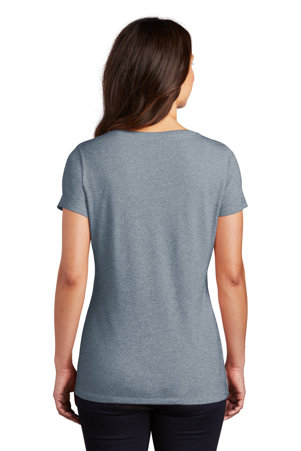 Custom Embroidered District Women's Perfect Tri V-Neck Tee. DM1350L,Flint Blue Heather