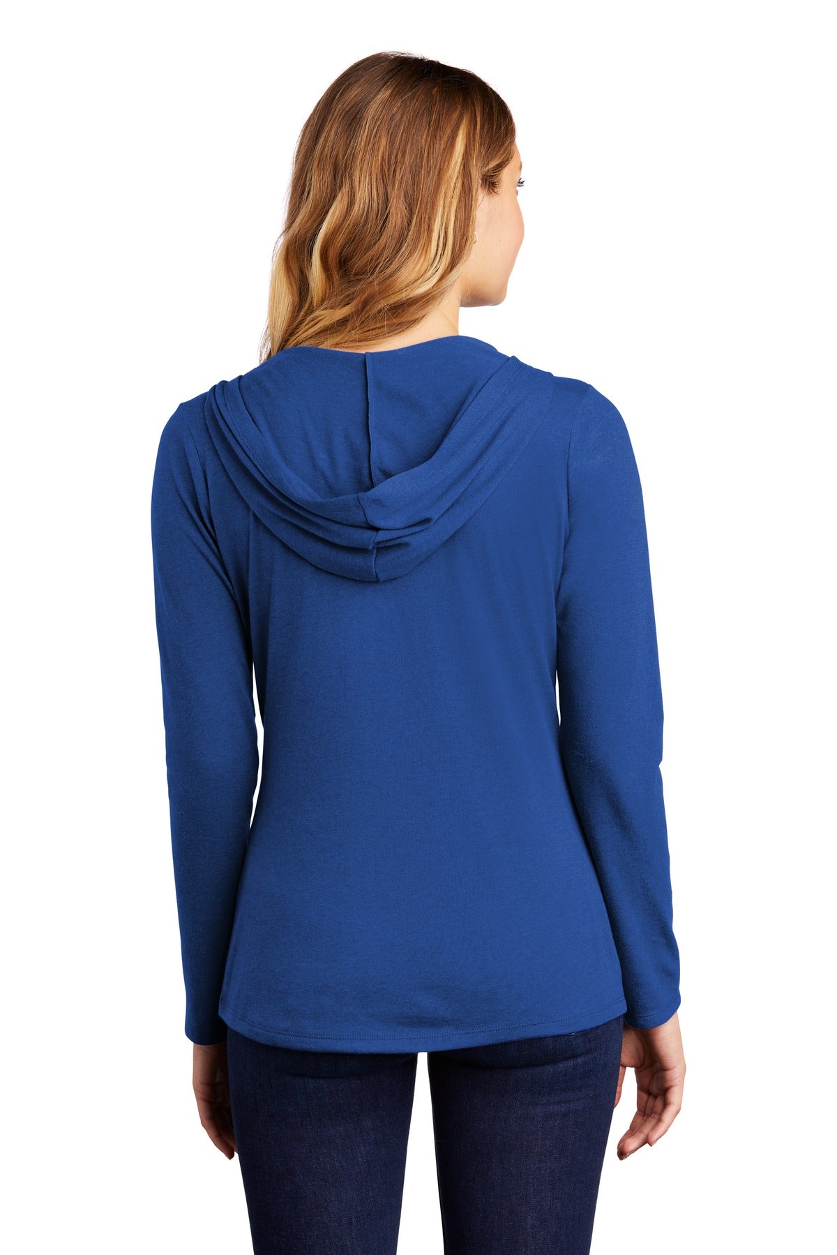 Custom Embroidered District Women's Perfect Tri Long Sleeve Hoodie. DM139L,Deep Royal